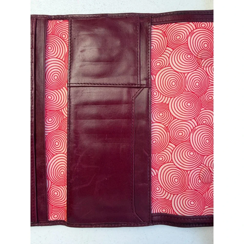 Hobo Clutch Wallet Large Plum Burgundy Leather Organizer Boho Chic Travel Bag